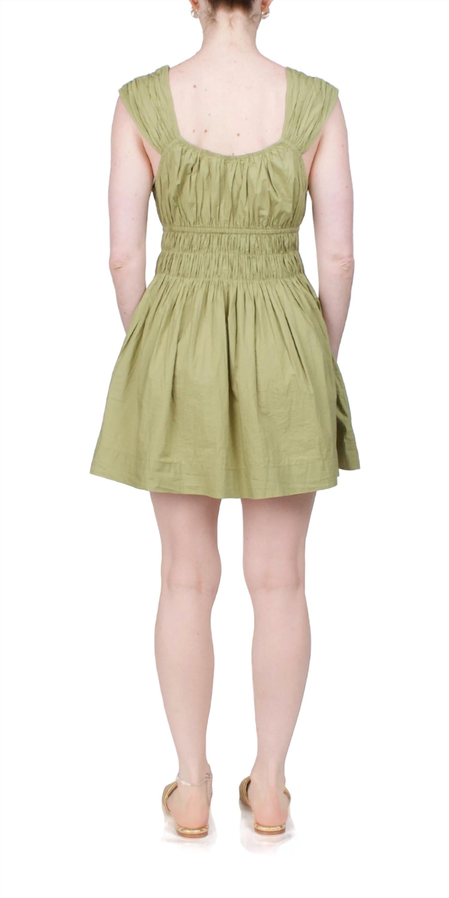 CIAO LUCIA Abella Cotton Mini Dress in khaki - women's dress - alternate view