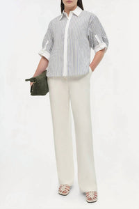 SIMKHAI Gemma Three Quarter Sleeve Shirt in gray strp - women's shirt