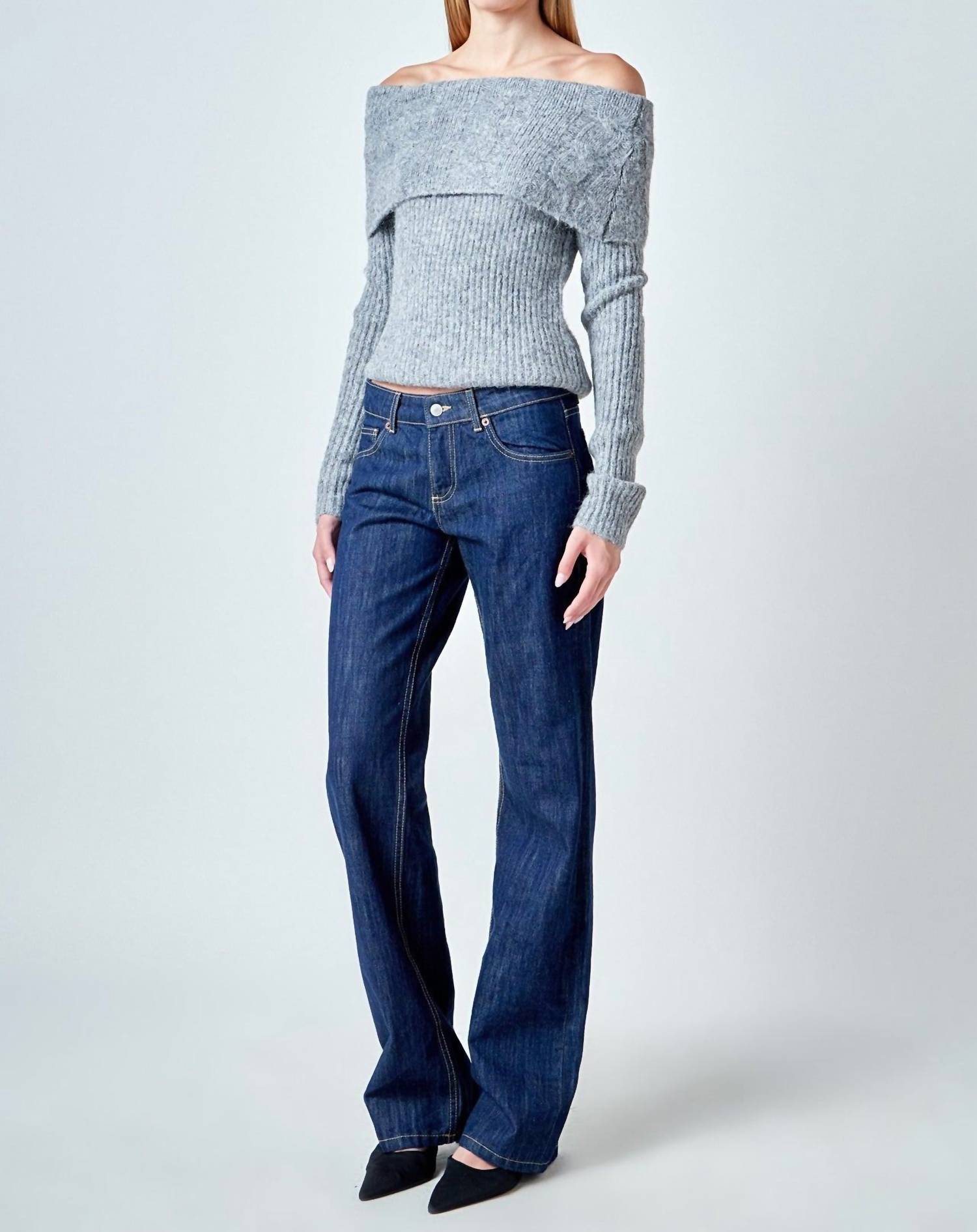 Endless Rose - Off Shoulder Cable Knit Sweater