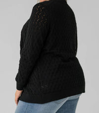 Minnie Rose - Cotton Cashmere Pointelle Cardigan - Plus