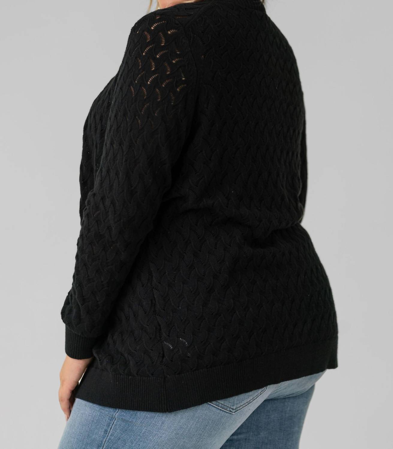 Minnie Rose - Cotton Cashmere Pointelle Cardigan - Plus