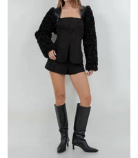 Whiteroom+Cactus - Faux Leather Sherpa Combo Bolero Moto Jacket