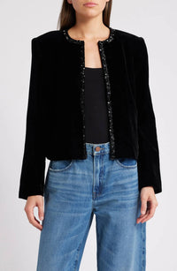 FRAME Velvet Jacket in black - women's jacket