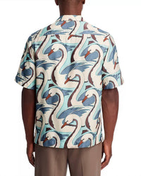 Paul Smith Short Sleeve Regular Fit Shirt in swan print blue - men's t-shirt - alternate view