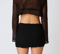 CLA Long Sleeve Knit Top in black - women's shirt - detail view