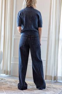 House of Dagmar Baggy Fit Stripe Denim Jeans in black - women's jeans - view 8