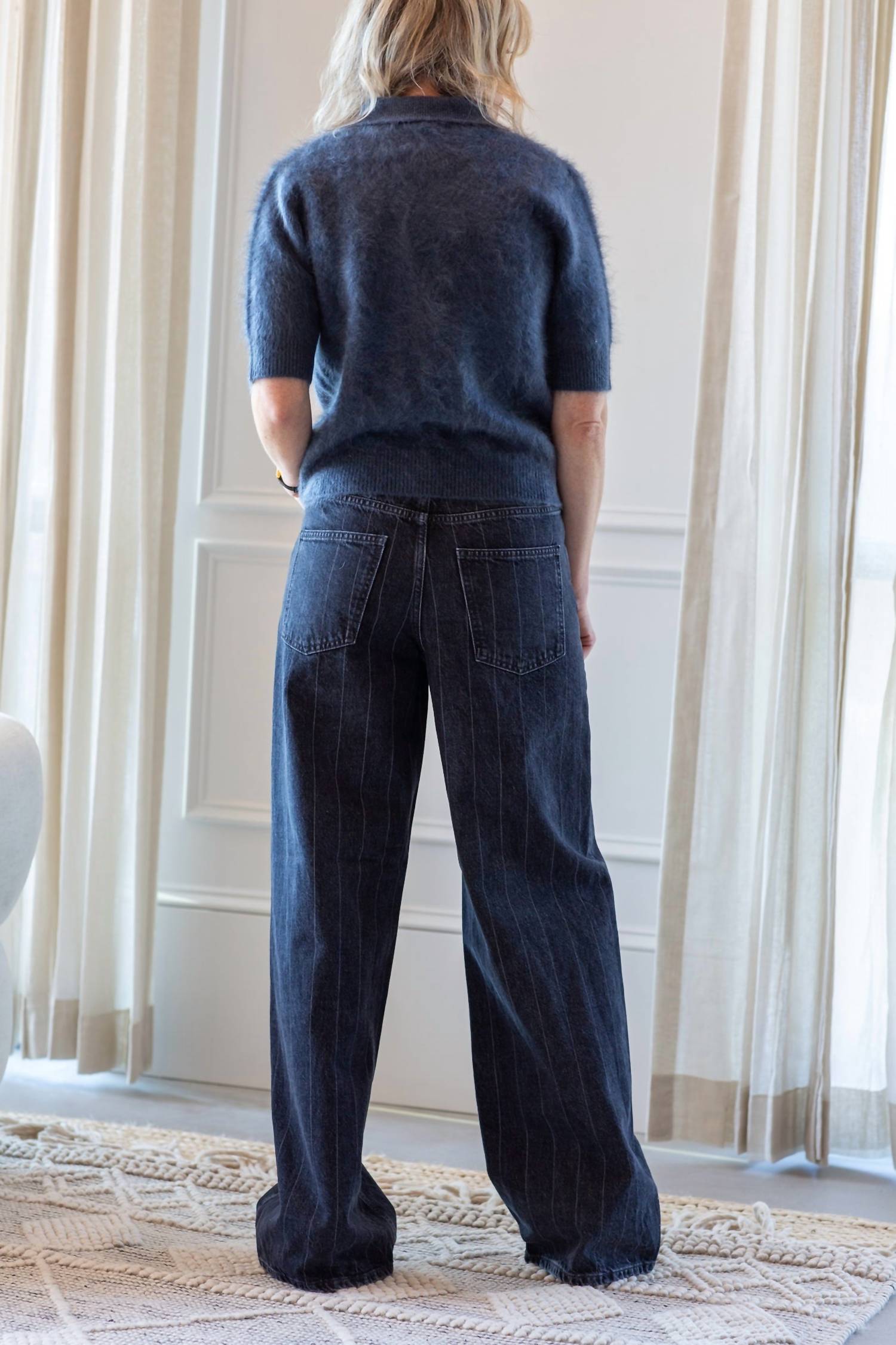 House of Dagmar Baggy Fit Stripe Denim Jeans in black - women's jeans - view 8