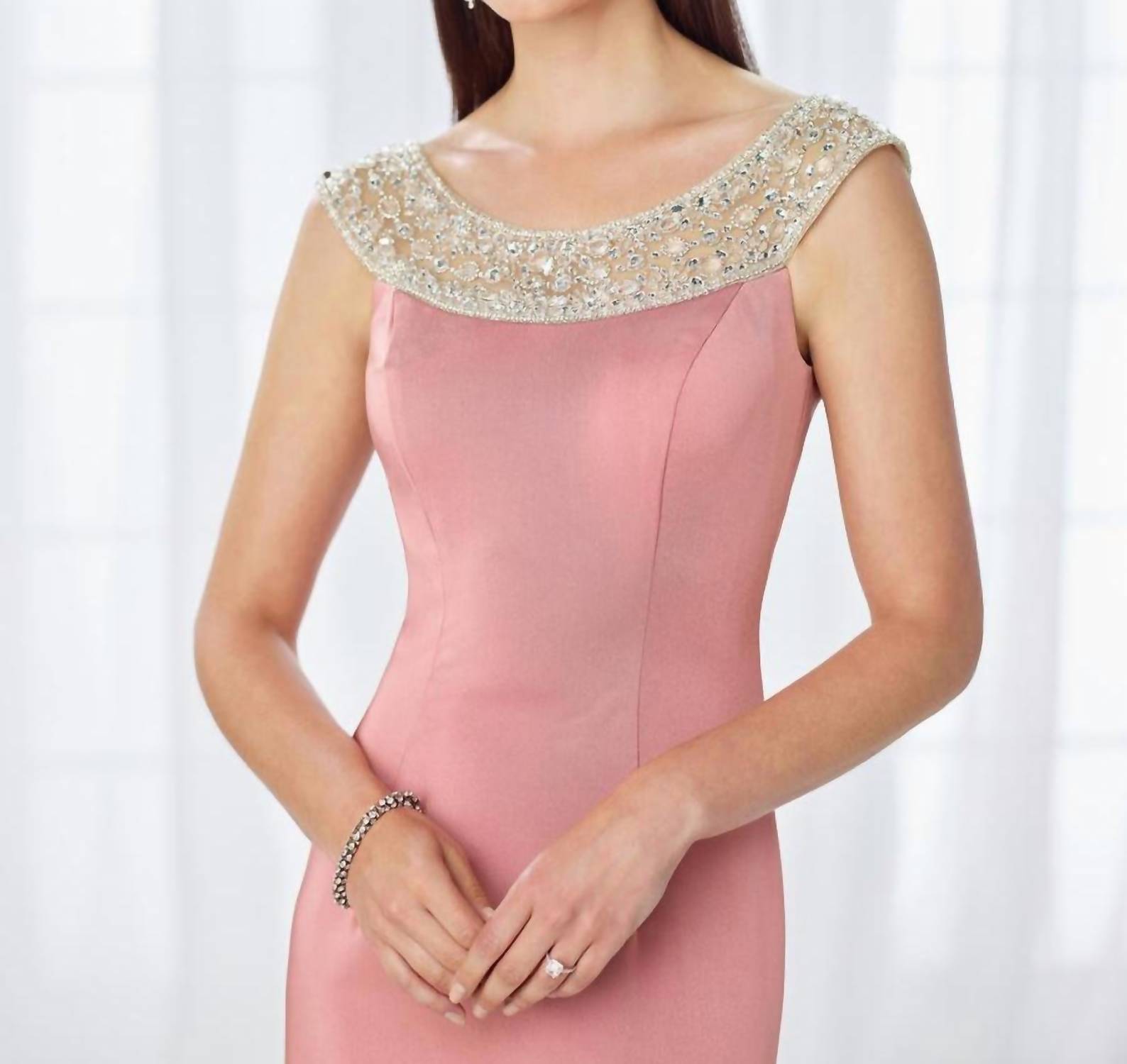 Cameron Blake - Cameron Blake Mon Cheri - 118663 Beaded Bateau Neckline Evening Gown