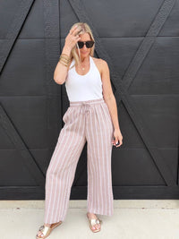 Ee:Some - Soft Washed Striped Pants