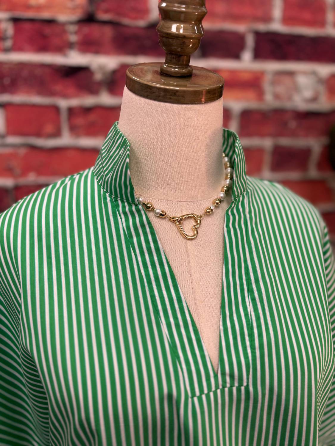 Caryn Lawn - Women's Striped Notch-neck Blouse