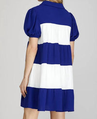 She + Sky - Colorblock Tiered Mini Dress