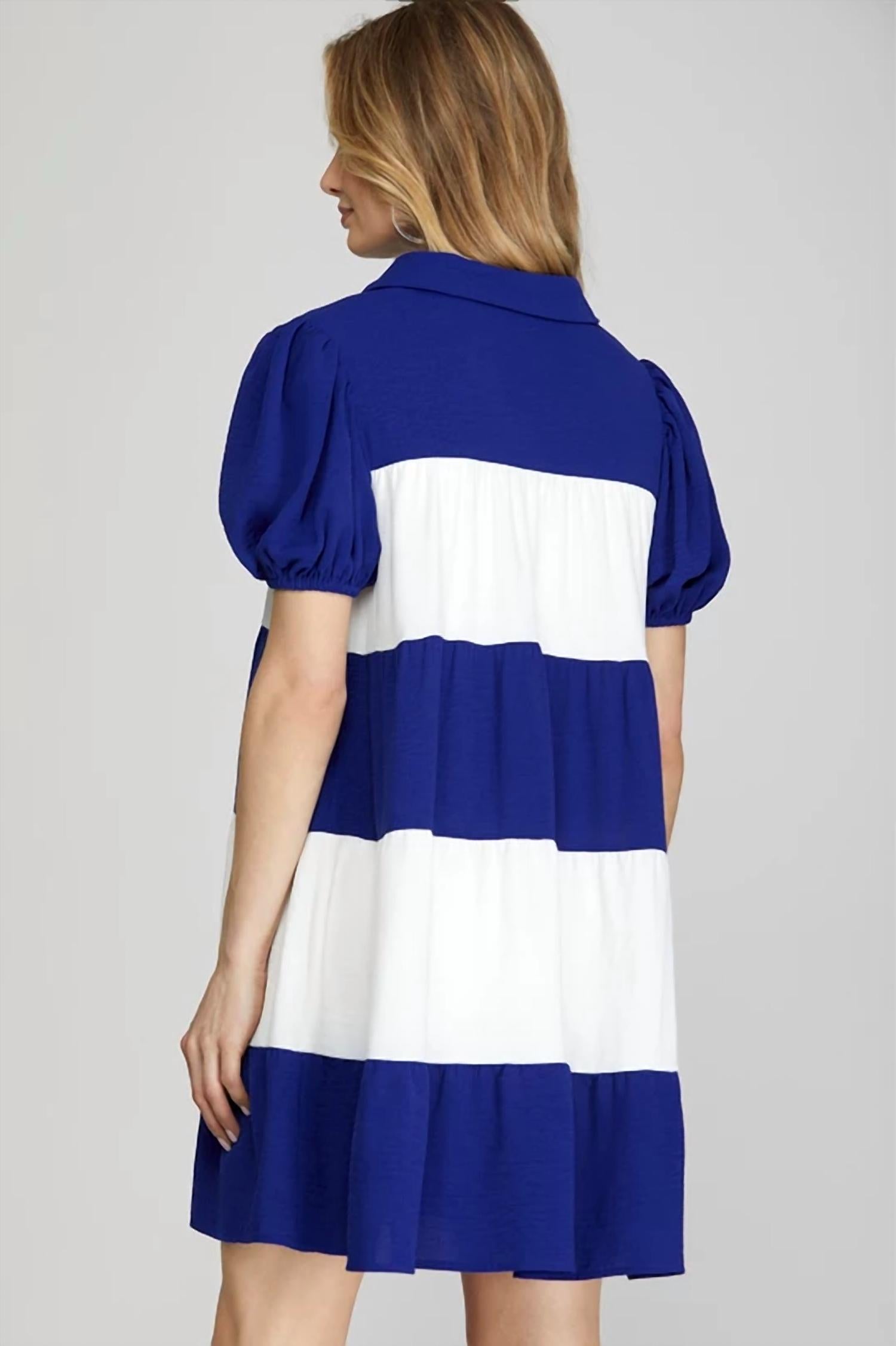She + Sky - Colorblock Tiered Mini Dress