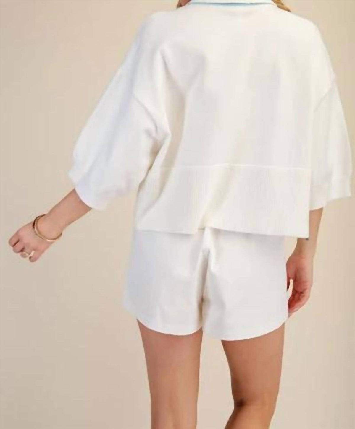 Glam - Contrast Trim Dropped Shoulder Sweater
