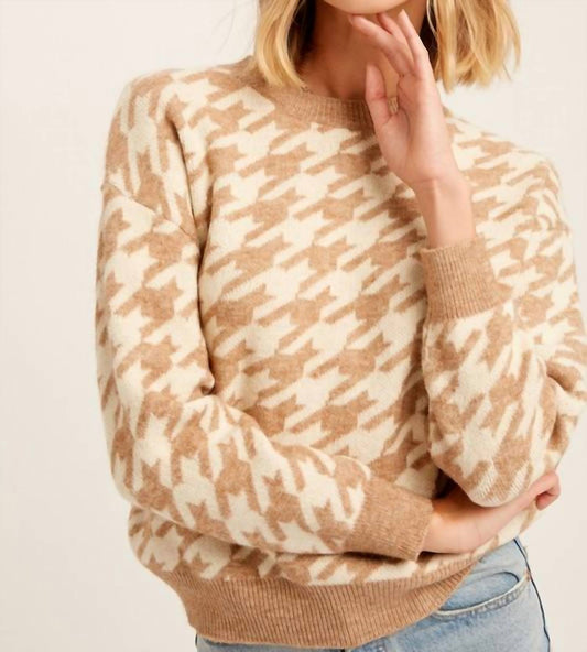 Listicle - Houndstooth plaid pullover knit sweater