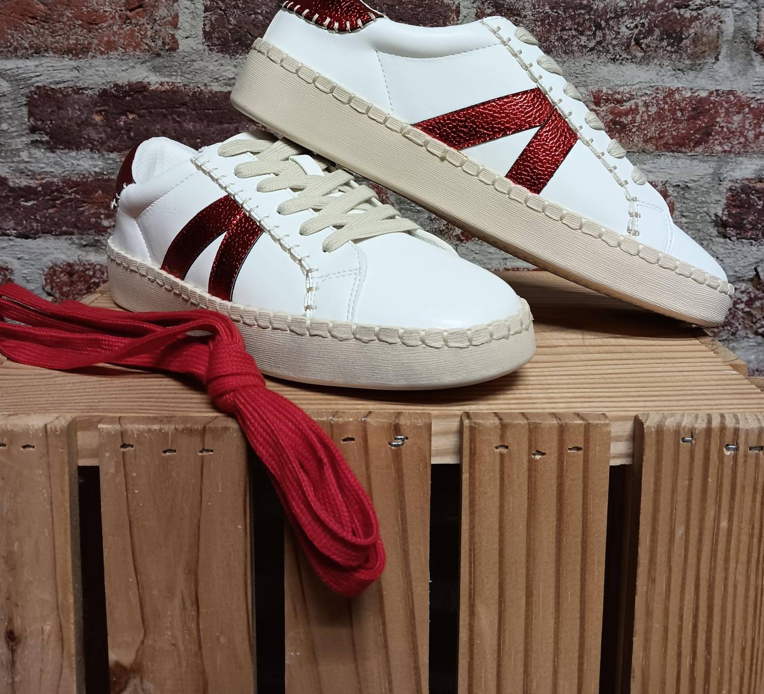Corkys Footwear Women's Friend Zone Sneakers in red and white - women's sneaker