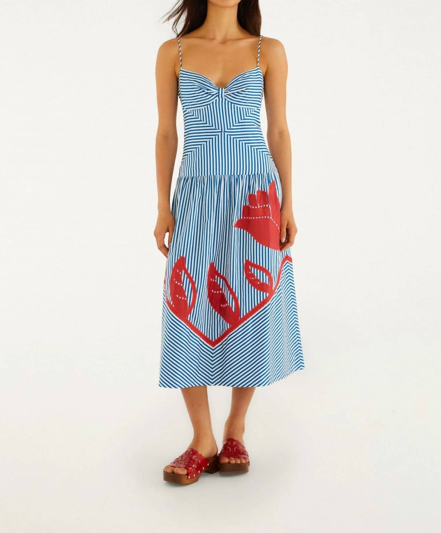 Farm Rio - Sky Stripes Sleeveless Midi Dress