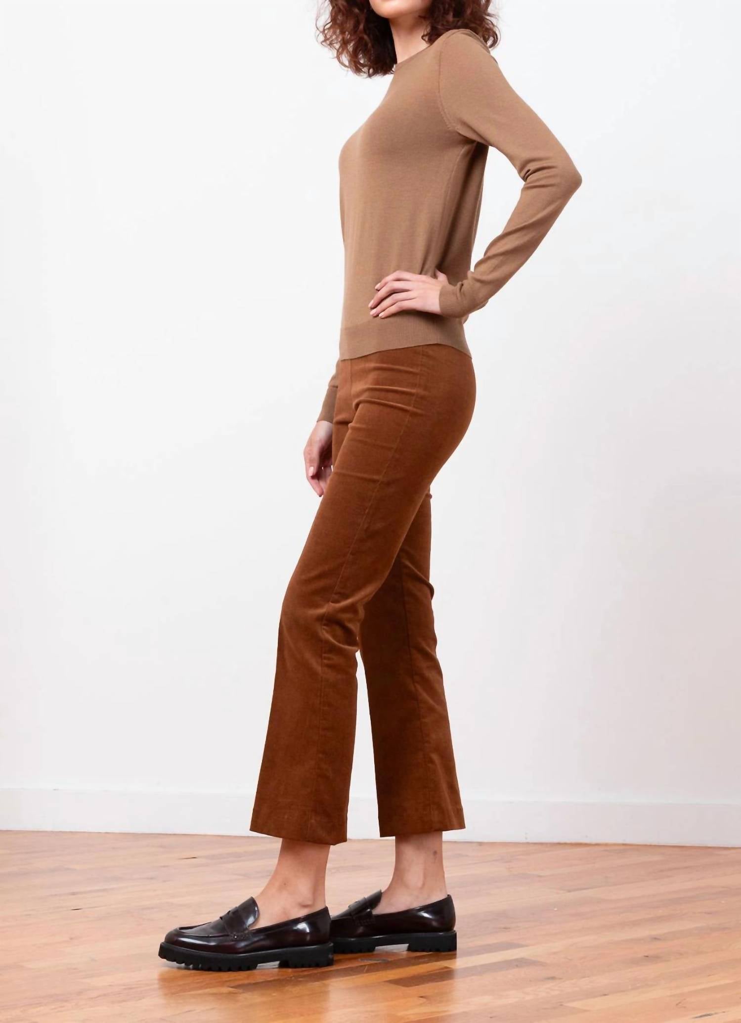 Avenue Montaigne Leo Corduroy Pants in cognac - women's pants - alternate view