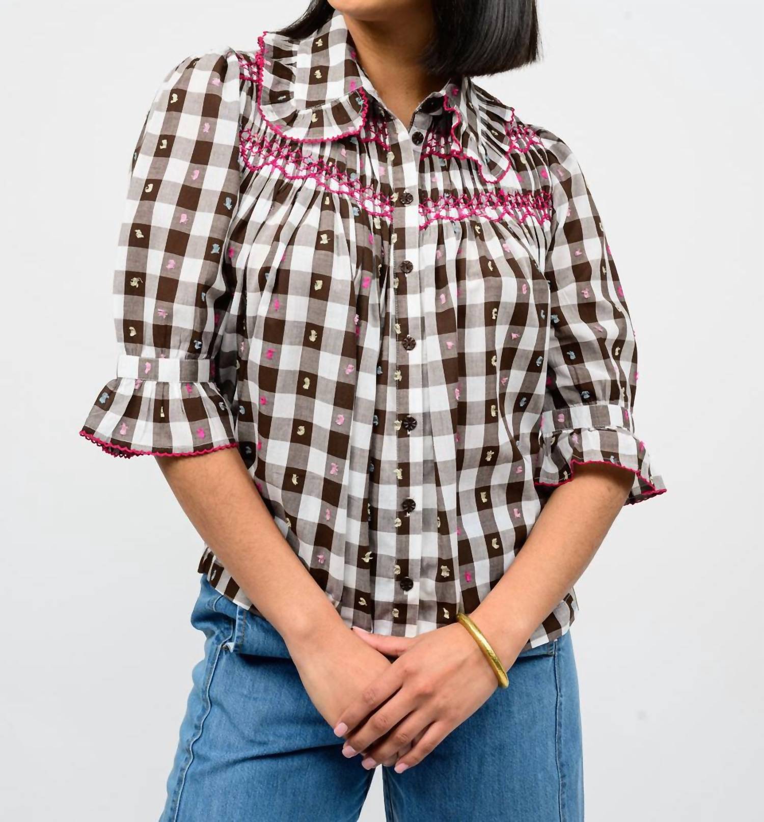 Ivy Jane - Smocked Checked Blouse
