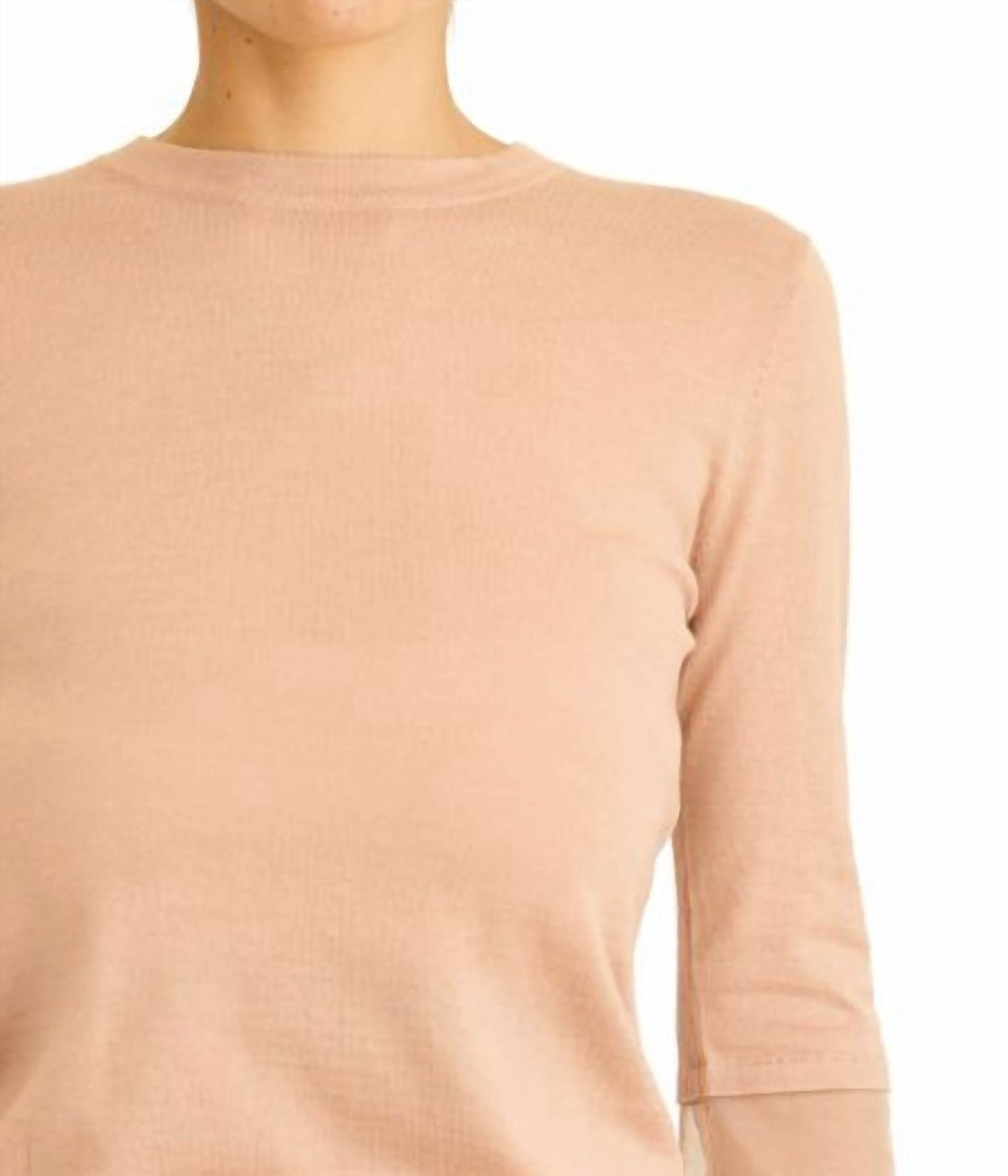 Brazeau Tricot Pima Tulle Cuff T-shirt in peanut - women's blouse - detail view