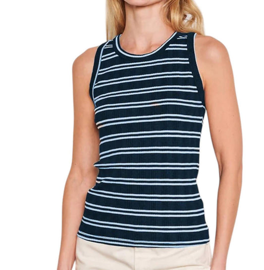 Sundry - Variegated Rib Stripe High Crew Tank Top