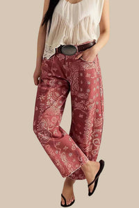 Soli Echo - Paisley Pattern Straight Jeans