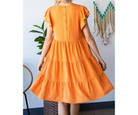Veveret - Tencel Flutter Sleeve Tiered Dress