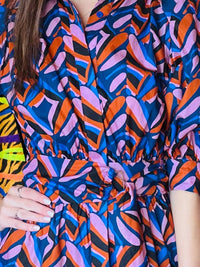 Sincerely Ours Abstract Tile Mini Dress in blue - women's dress - alternate view