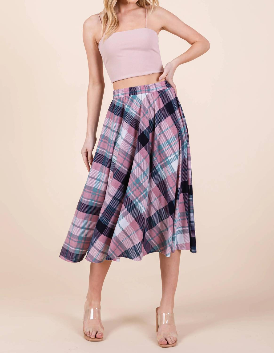 Emerald Collection - Plaid Midi Skirt