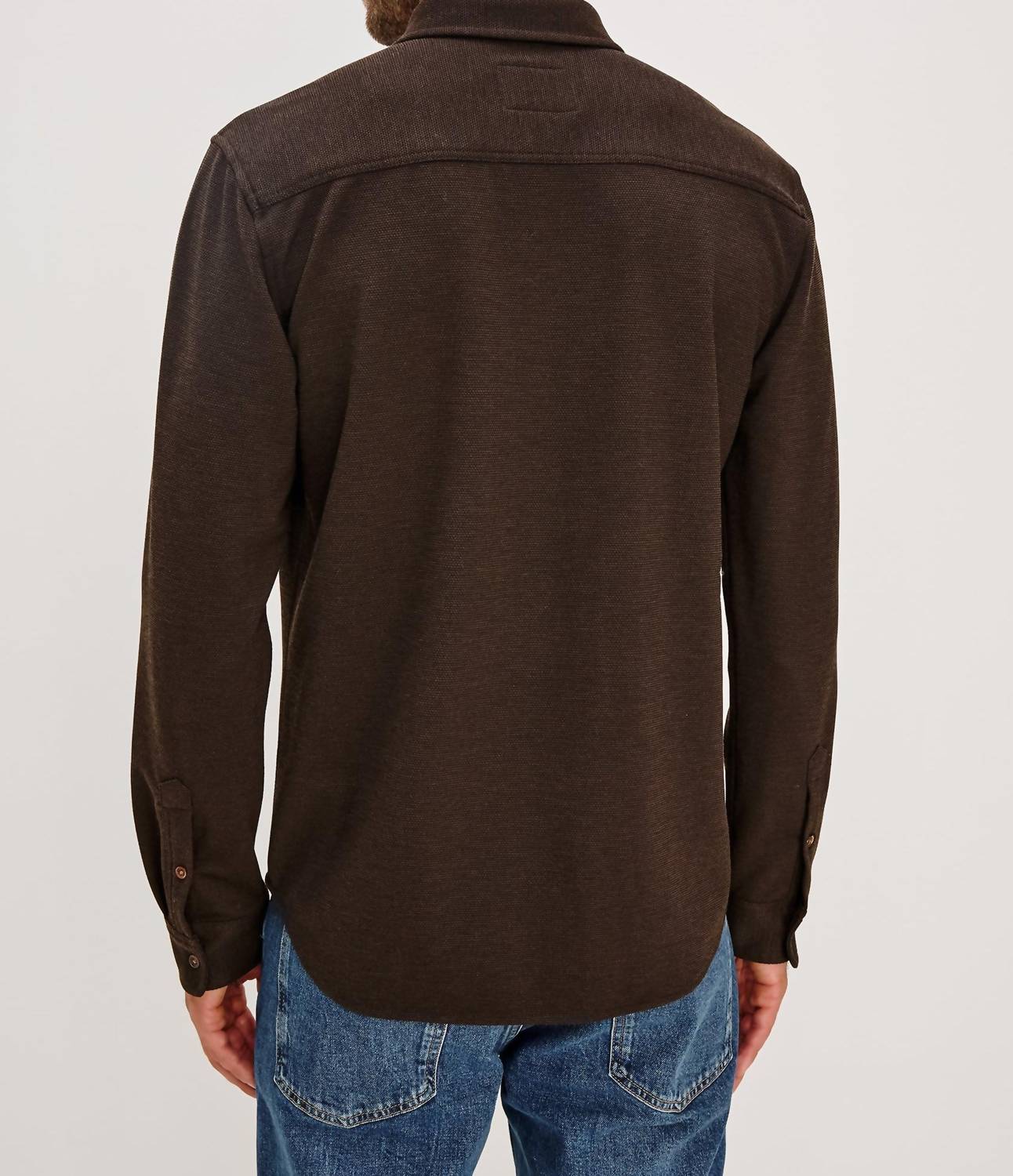 Rails Men's Vincent Shirt in espresso - men's long sleeve top - detail view