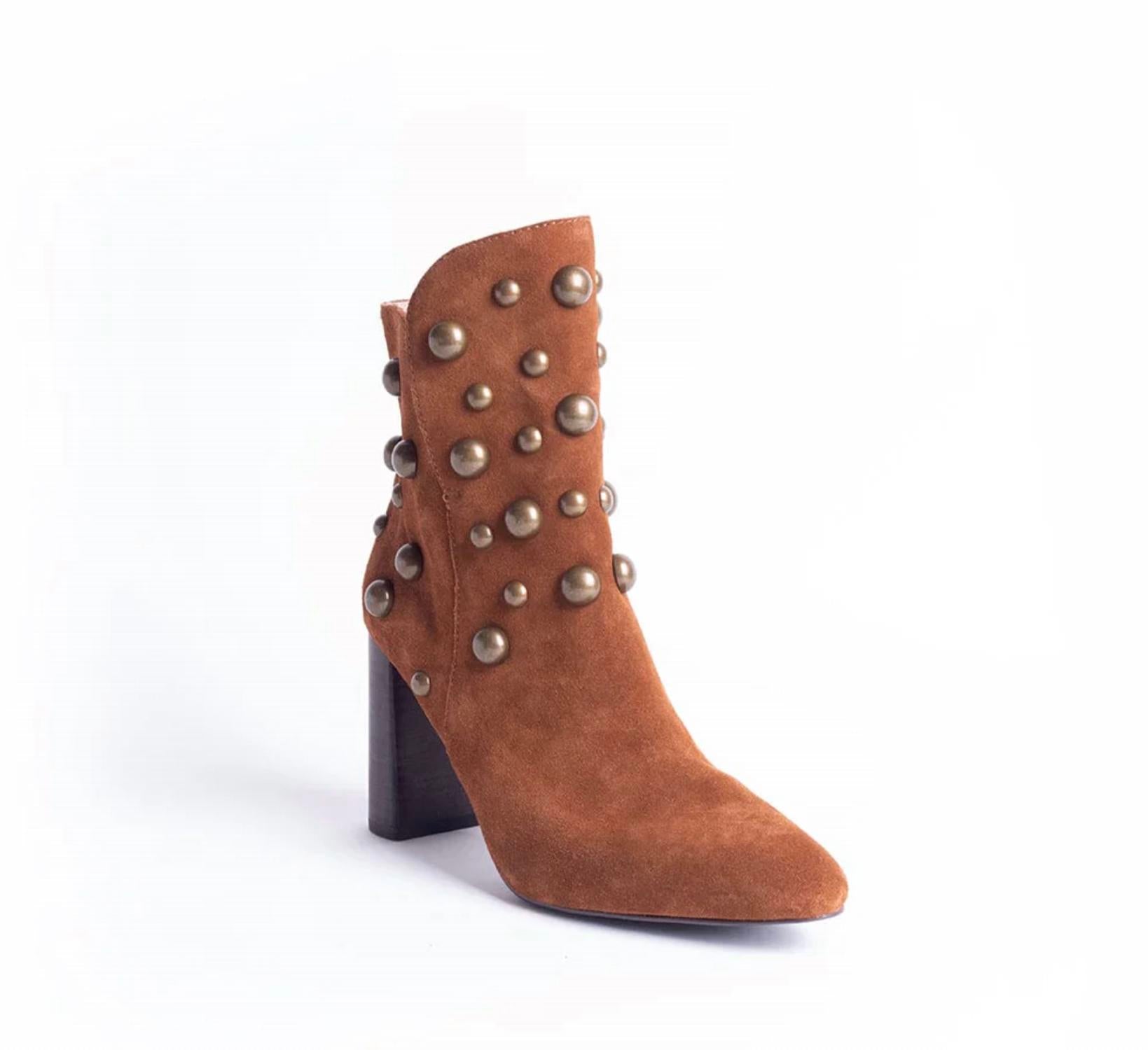 CECELIA NEW YORK Women's Brace Boots in cognac - women's shoe - detail view