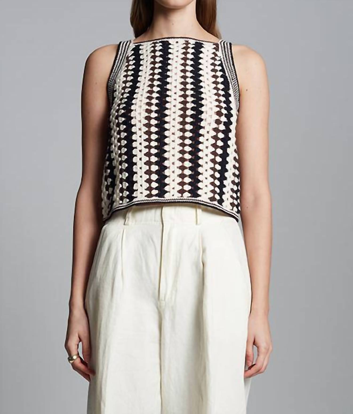 Eleven Six - Crochet Vertical Stripe Tank Top