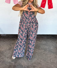 BLAKELEY Cassidy Denim Overalls in pink floral ditsy - women's pants - view 7