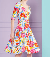 Talbot Runhof - Painter Blossoms Piqué Day Dress
