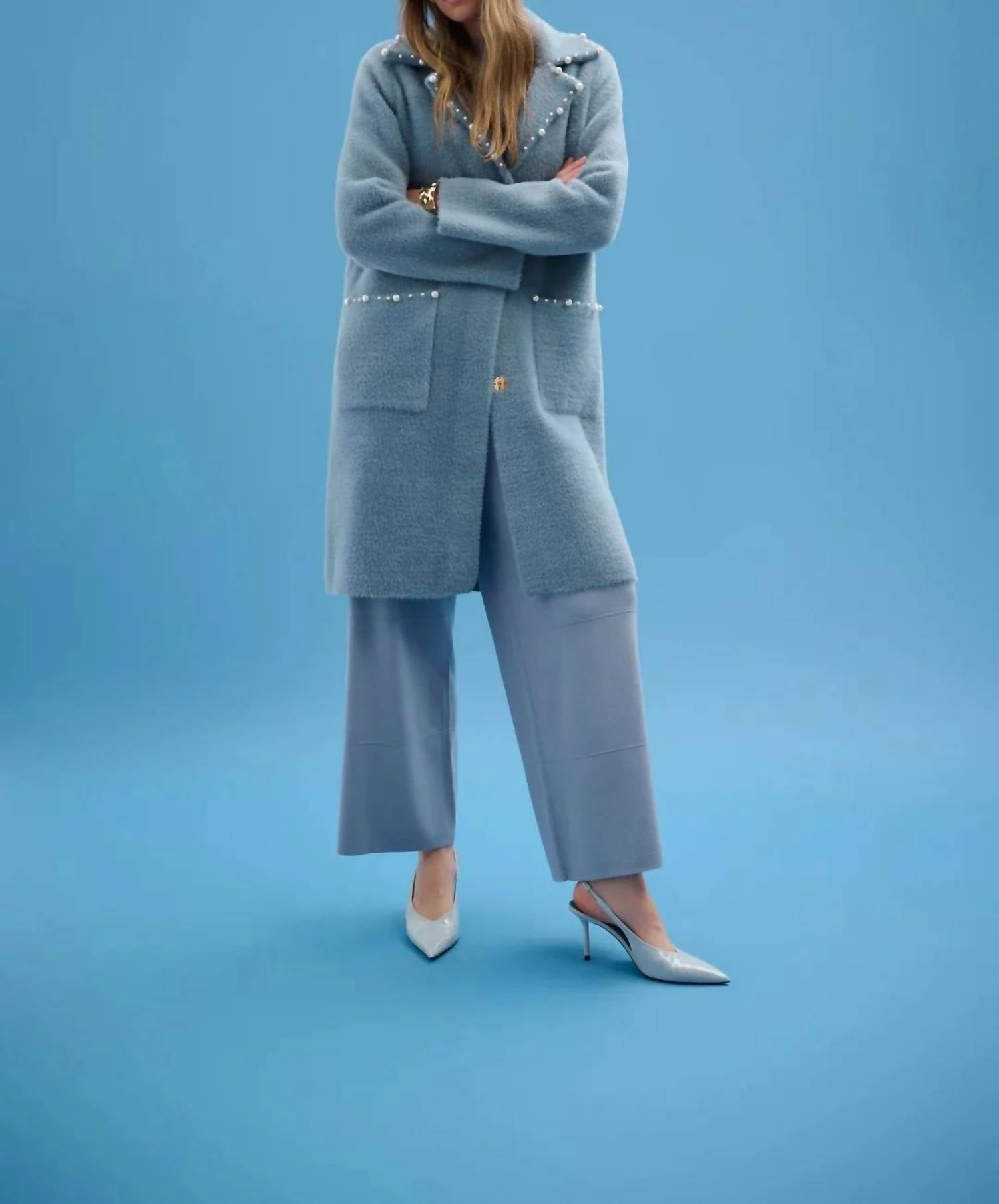 Joseph Ribkoff - Pearl Trim Feather Yarn Coat