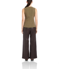 Fifteen Twenty Joni Button Up Vest in light olive - women's blouse - view 6