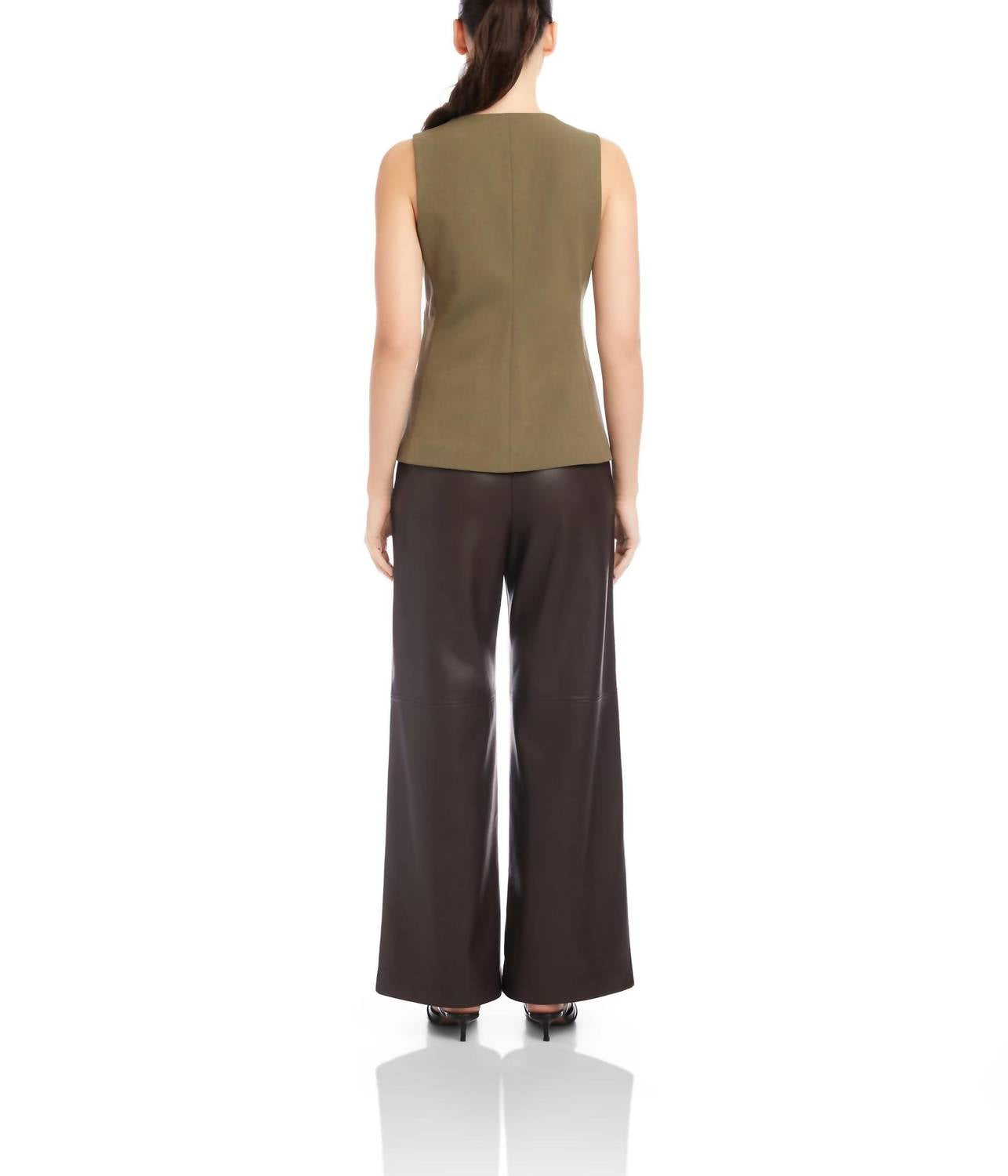 Fifteen Twenty Joni Button Up Vest in light olive - women's blouse - view 6