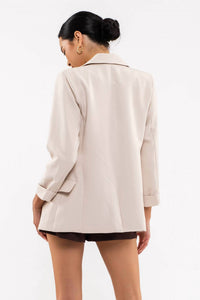 The Workshop Studio - Karla Folded 3/4 Sleeve Open Blazer