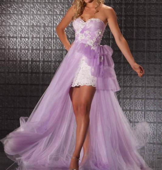Mac Duggal - Sequined Bustier With Lace Skirt Gown