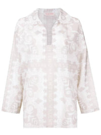 Valentino - Garavani Geometric-print Silk-cotton Shirt