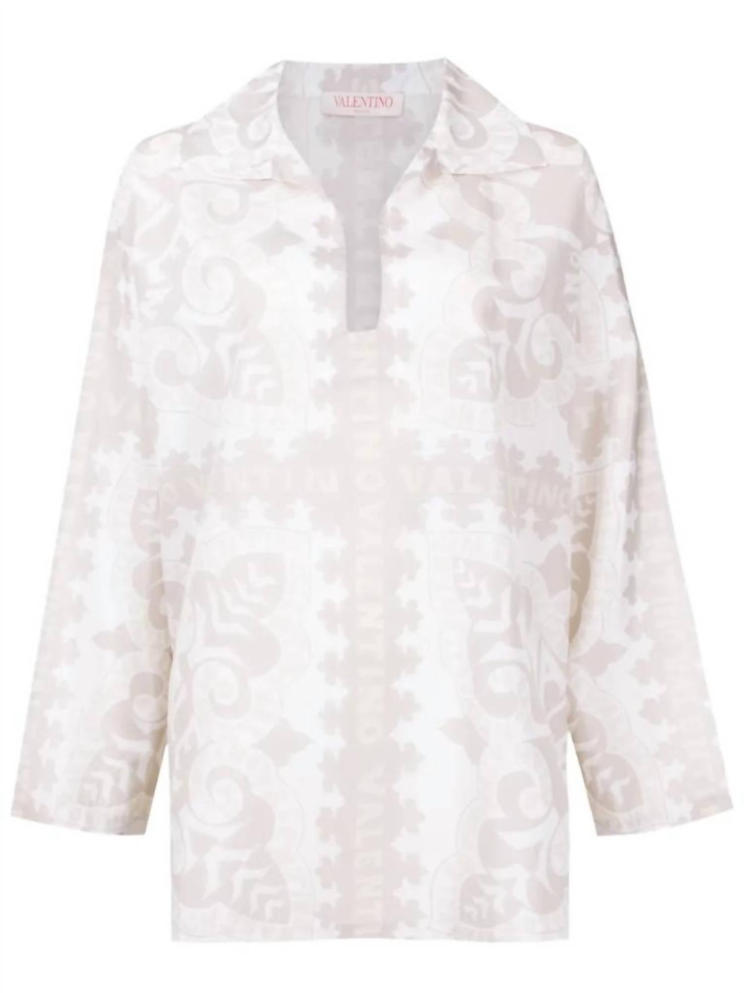 Valentino - Garavani Geometric-print Silk-cotton Shirt