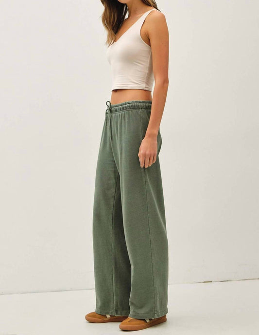 Be Cool - Acid Wash Wide Leg Cotton Fleece Pants