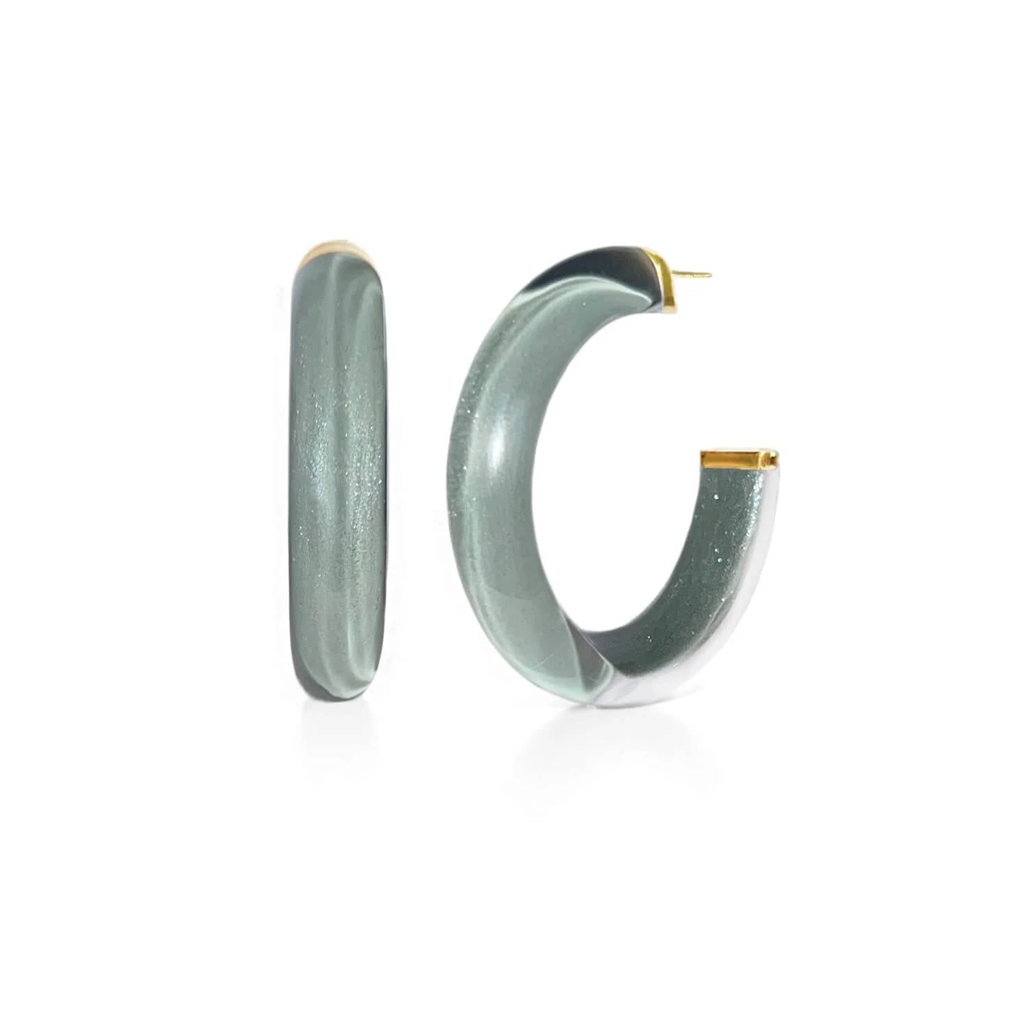 Gold & Honey - Women's Medium Illusion Lucite Hoop Earrings