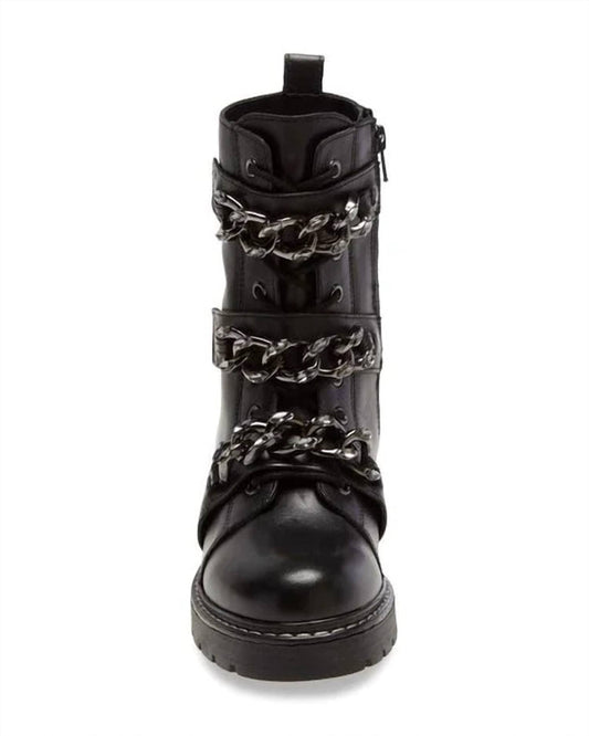Kurt Geiger - Women's Storm Rhinestone Chains Combat Moto Boots