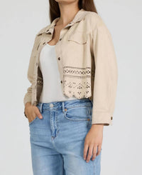 Dear John Denim - Reno Laser Cut Cropped Shirt Jacket