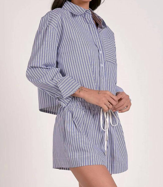Elan - Striped Collar Button Down Top