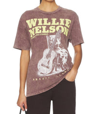 DAYDREAMER Willie Nelson Red Headed Stranger Tee in brown stone acid - women's t-shirt