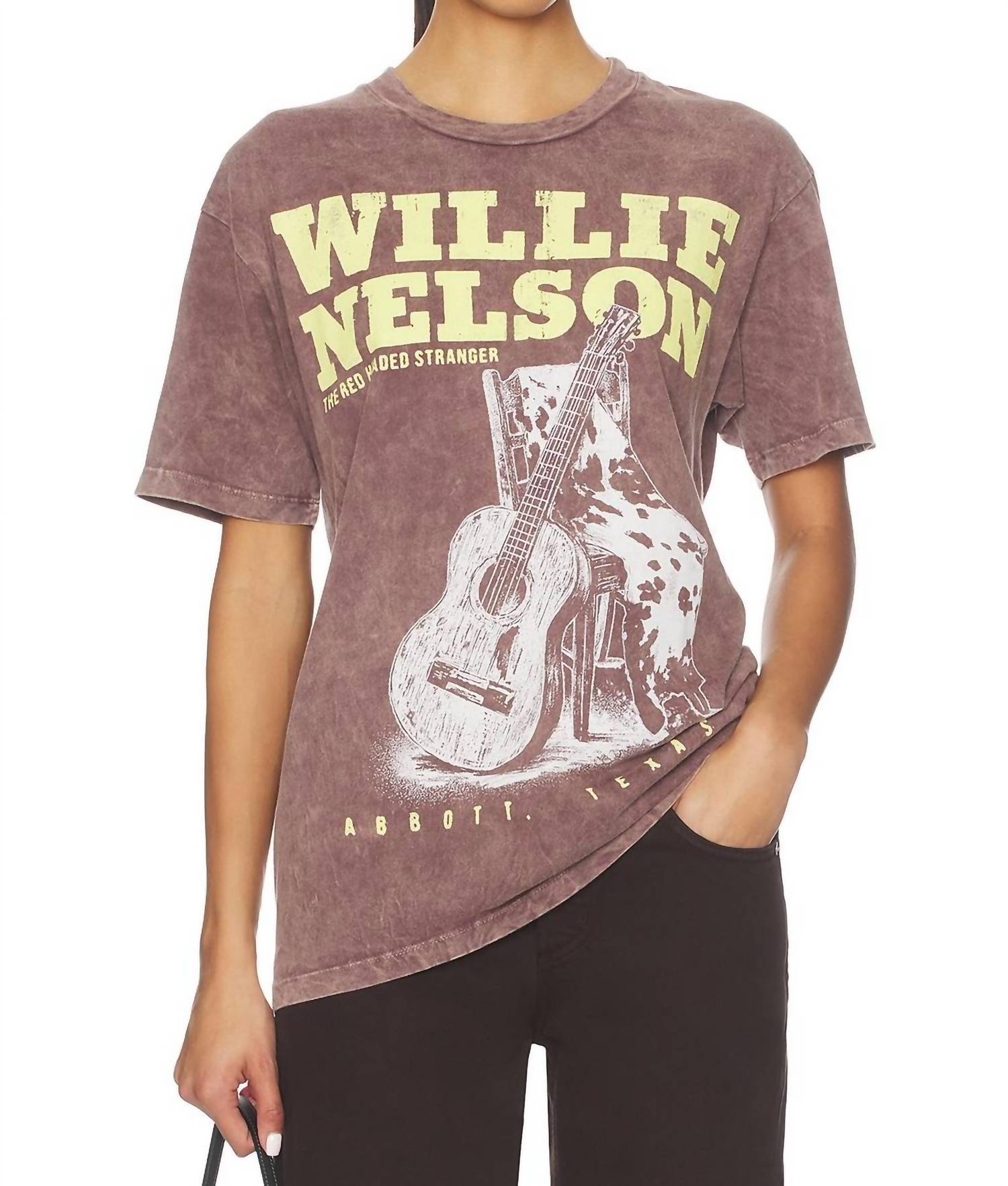 DAYDREAMER Willie Nelson Red Headed Stranger Tee in brown stone acid - women's t-shirt