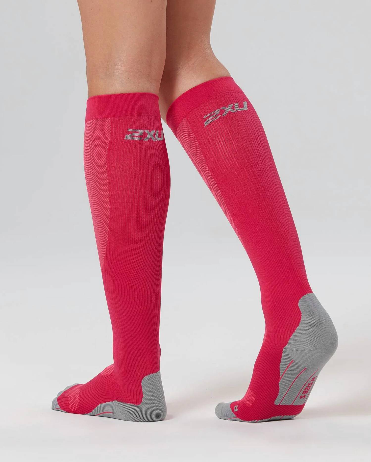 2XU Women's Compression Performance Run Sock in pink - women's accessory - alternate view