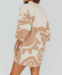 Moda Borboleta - Button Up Knit Shirt Dress