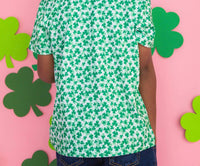 Rufflebutts - Boy's Tiny Clover Field Short Sleeve Performance Polo